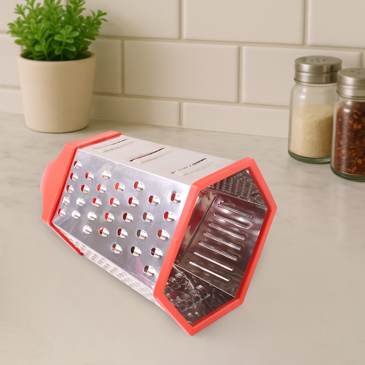 7-in-1 Heavy Duty Stainless Steel Box Grater With Ergonomic Handle (1 Pc) 7-in-1 Heavy Duty Stainless Steel Box Grater With Ergonomic Handle (1 Pc)